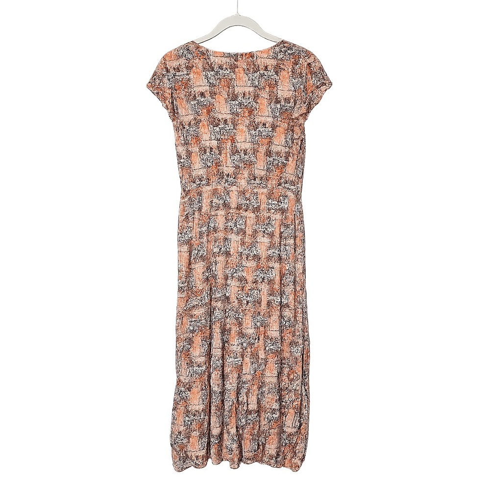 Boho Coral Midi Dress | Flowy Gathered Waist · Lark + Grey - Picture 2 of 11